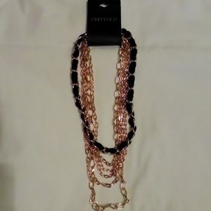 NWT Forever 21 Gold/Black 6 Tiered Necklace